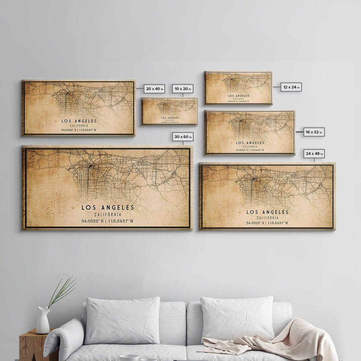 Los Angeles Vintage Map Print | Los Angeles Map | California Map Art | Los Angeles City Road Map Poster | Distressed / Retro LA Street Art