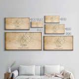 Vintage Vienna City Map Wall Art Canvas Print, Distressed Style Vienna Austria Map, Framed Wall Art, Cool Vienna Travel Wall Art, Office Art