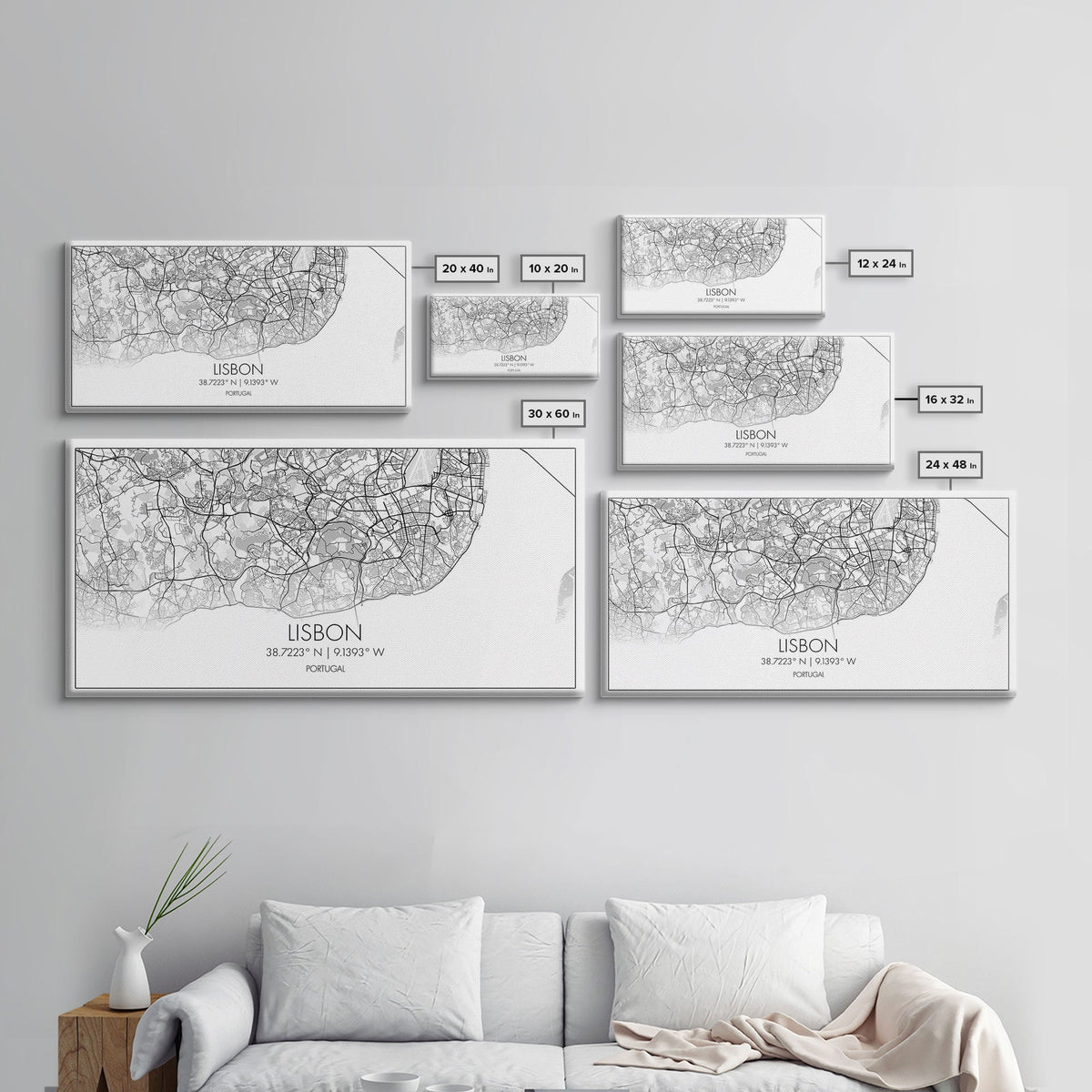 Lisbon City Map, Portugal Map, Map Art, Modern Art, Wall Art, Canvas Art, Travel Wall Décor, Apartment Wall Art, Book Lover Gift, Office Art