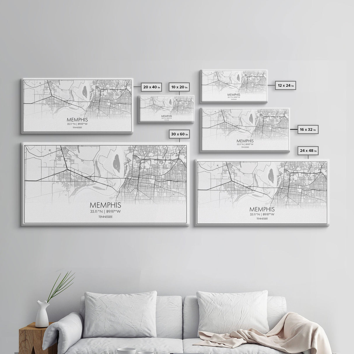 Memphis City Map, Tennessee Map, Map Art, Minimalist Wall Art, Wall Art, Canvas Art, Travel Gifts For Women, Country Home Décor, Music Room
