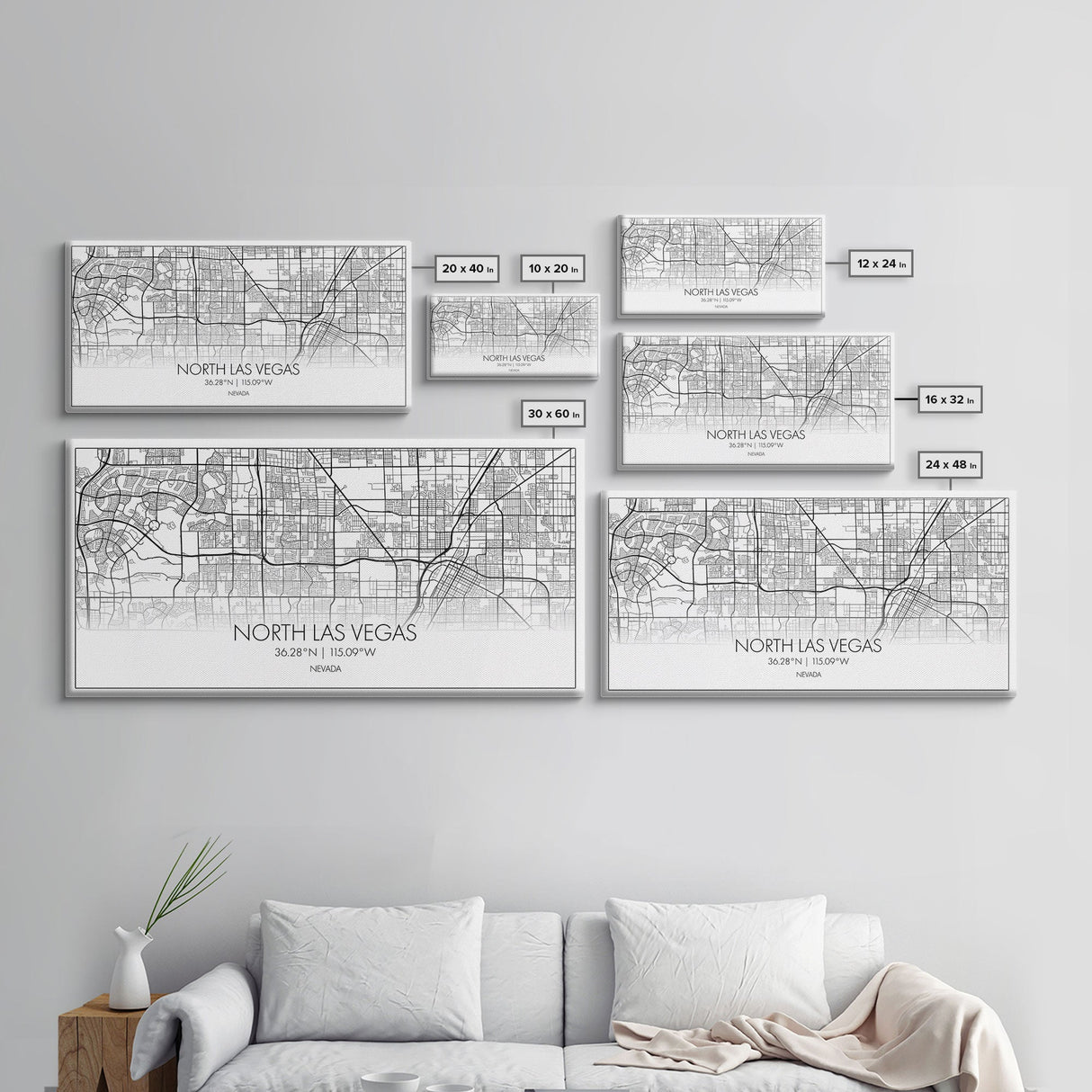 North Las Vegas City Map, Nevada Art, Map Print, Minimalist Wall Art, Wall Art, Canvas Art, Gamer Room Décor, Teacher Gift, Teen Boy Décor