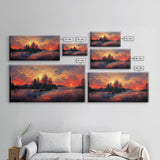 Lake Sunset Oil Painting On Canvas, Canvas Print, Ready to hang gallery wrapped nature canvas print, Lake Art, lake life oil painting style