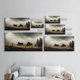 Ghost town canvas art, wild west theme, abandoned art