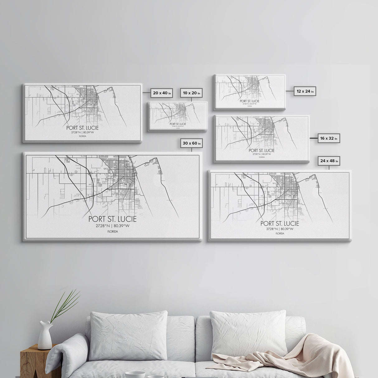 Port St Lucie City Map, Florida Art, Map Print, Minimalist Wall Art, Wall Art, Canvas Art, Rustic Wall Art, Birthday Gift, Dorm Room Décor