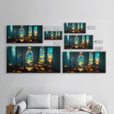 Miniature world in a bottle canvas print, high fantasy wall art, magical wall art, ready to hang wall art