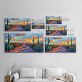 Majestic Desert Sunset Over Mountains, Framed Canvas Print for Bedroom Art, Ideal for Southwestern and Boho Decor