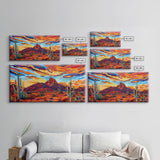Serene Desert Sunset with Water Reflection, Framed Canvas Print for Bedroom Art, Ideal for Boho and Southwestern Decor
