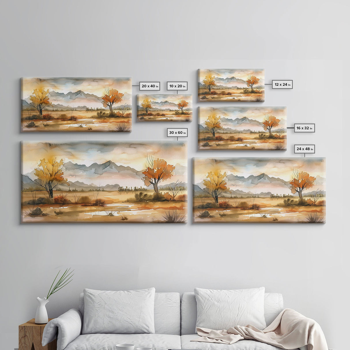 Sunset Over Desert Canyon and River, Stunning Framed Canvas Print for Home, Minimalist Wall Art, Nature Scenery Decor