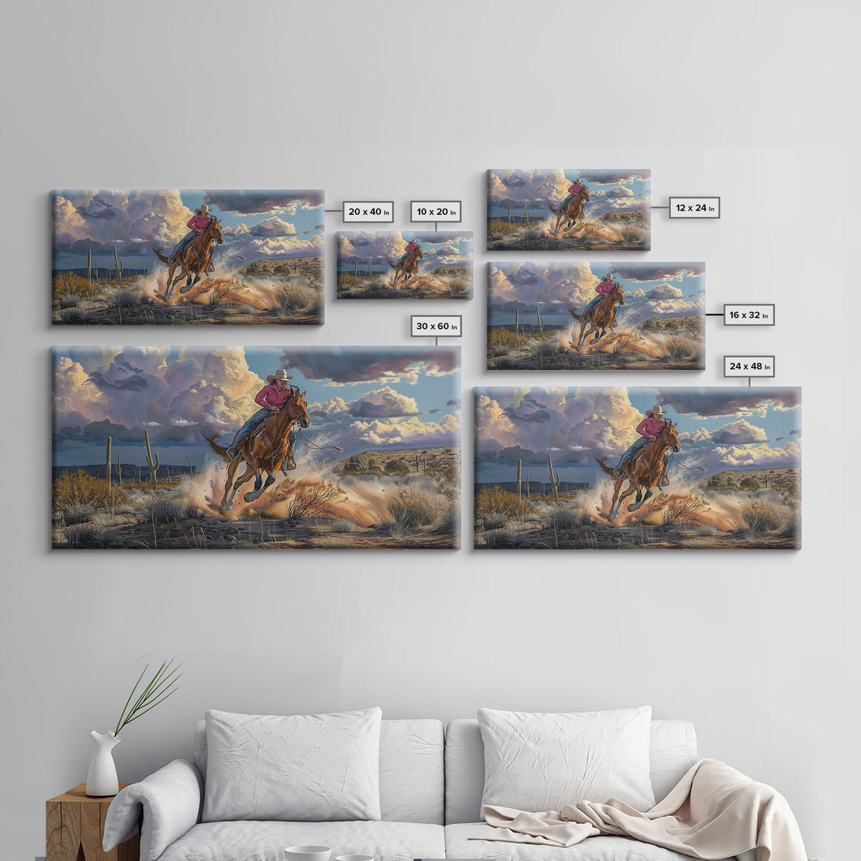 Colorful Desert Landscape with Tree Under Starry Sky, Stunning Framed Canvas Print, Living Room Art, Bedroom Decor, Southwestern Wall Art