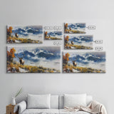 Majestic Elk in Mountain Landscape with Fall Foliage, Stunning Framed Canvas Print, Living Room Art, Rustic Bedroom Decor, Wall Art
