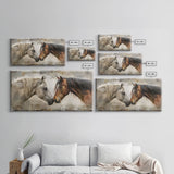 Cowboy Riding in Desert Landscape, Framed Canvas Print for Rustic Living Room Decor, Western Art for Home and Bedroom Decoration