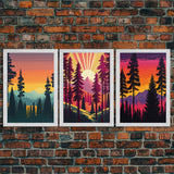 3 Piece Framed Canvas Wall Art Retro Forest Nature Scenery Minimalist Canvas Print Modern Home Artwork Decoration for Living Room