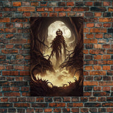 Haunted Scarecrow, Spooky Halloween Art, Framed Canvas Print, Ready To Hang Framed Wall Art, Living Room Wall Hanging