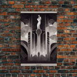 Black And White Art Print, Art Deco Architecture, Framed Canvas Print, Ready To Hang Framed Wall Art, Living Room Wall Hanging