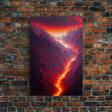 Lava Flow, Depths of Hades Art, Framed Canvas Print, Ready To Hang Framed Wall Art, Living Room Wall Hanging