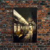 Still life on a subway, train art, framed canvas print
