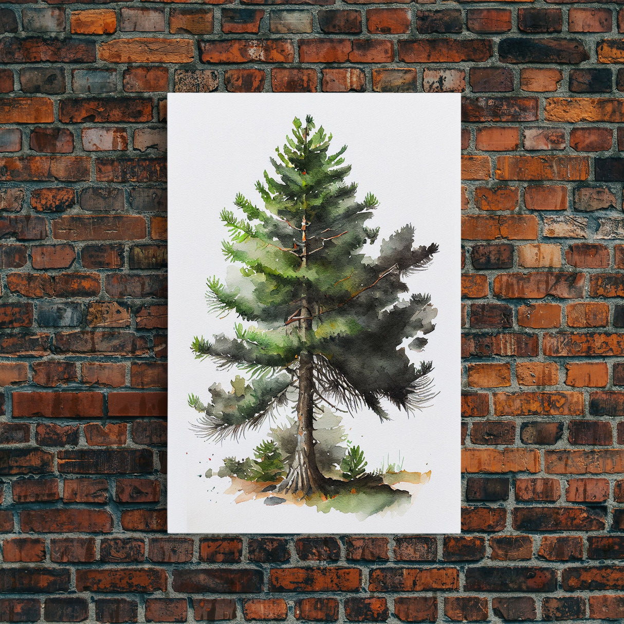 Pine Tree Watercolor Wall Art Canvas Print - Vibrant Colorful Nature Scene Artwork