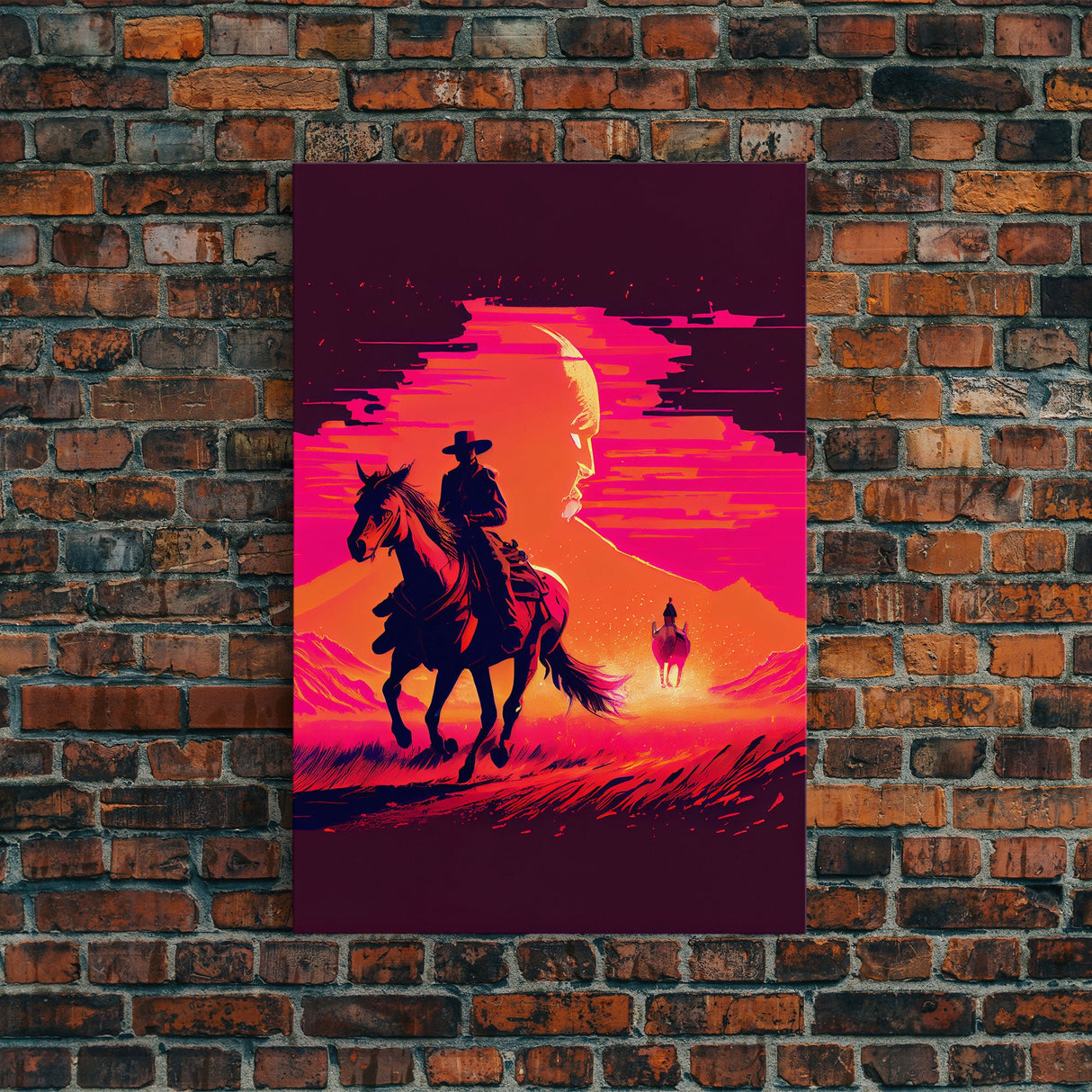 Vaporwave Cowboy Horse Desert Purple Man Fine Art Print, Wall Art Print, Wall Poster, Wall Décor