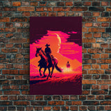 Vaporwave Cowboy Horse Desert Purple Man Fine Art Print, Wall Art Print, Wall Poster, Wall Décor