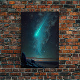 Shooting Star over an Arizona desert landscape, framed canvas print, milky way galaxy starry night sky art