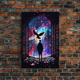 here in my garage, knowledge, retro style library art, framed canvas print