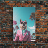 Akita Wall Print, Dog Wall Art, Dog Sunglasses, Pink Business Suit, Funny Wall Art, Framed Wall Art, Framed Canvas, Wall Print, Wall Canvas