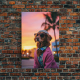 Golden Retriever Wall Print, Dog Art, Dog Sunglasses, Dog In Pink Suit, Funny Art, Framed Wall Art, Framed Canvas, Wall Print, Wall Canvas