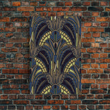 Midcentury Modern Wall art - Framed Canvas Print - Art Deco - Blue colors - Stained glass art - Patterns art - Mosaic art - Living room art
