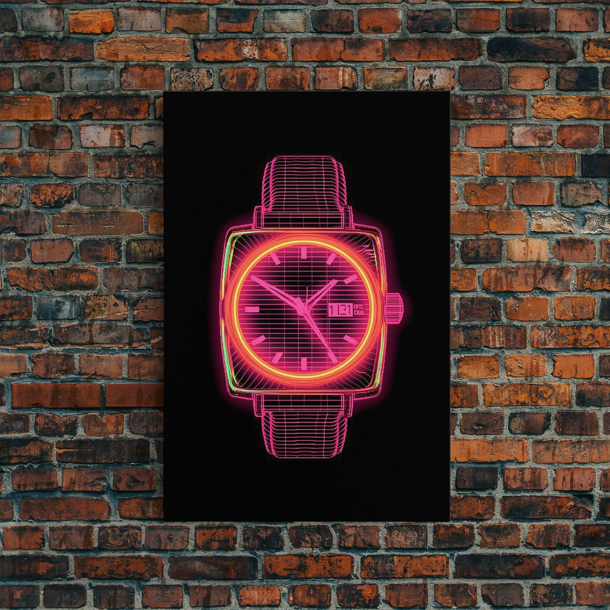 Vaporwave Wrist Watch Wall Decor, Vibrant Watch Wall Art, Minimalist Print, Wall Decor, Canvas Print, Wall Art, Framed Canvas