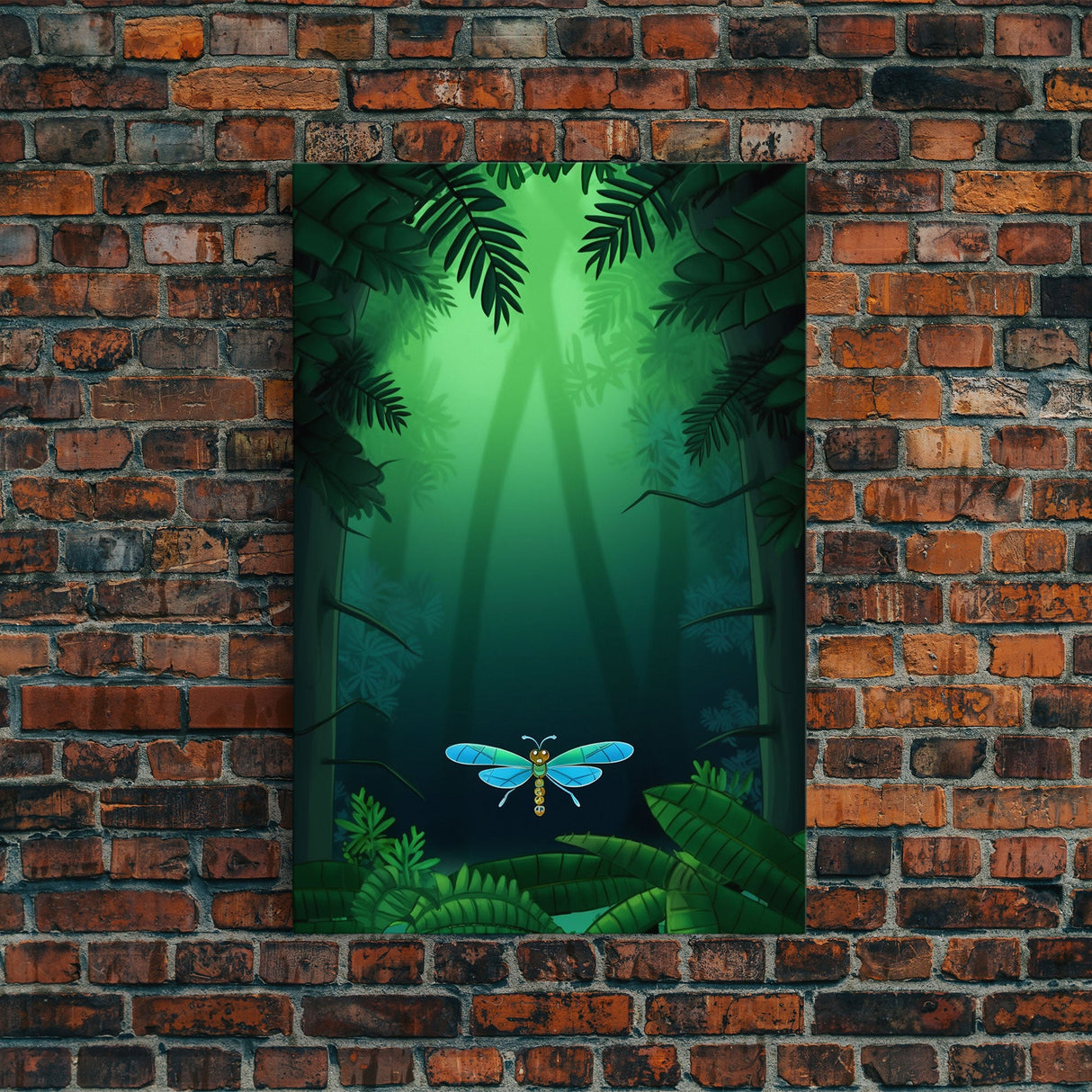 Dragonfly Wall Art, Nature Wall Decor, Woods, Trees, Green Art, Minimalist Print, Wall Decor, Canvas Print, Wall Art, Framed Canvas