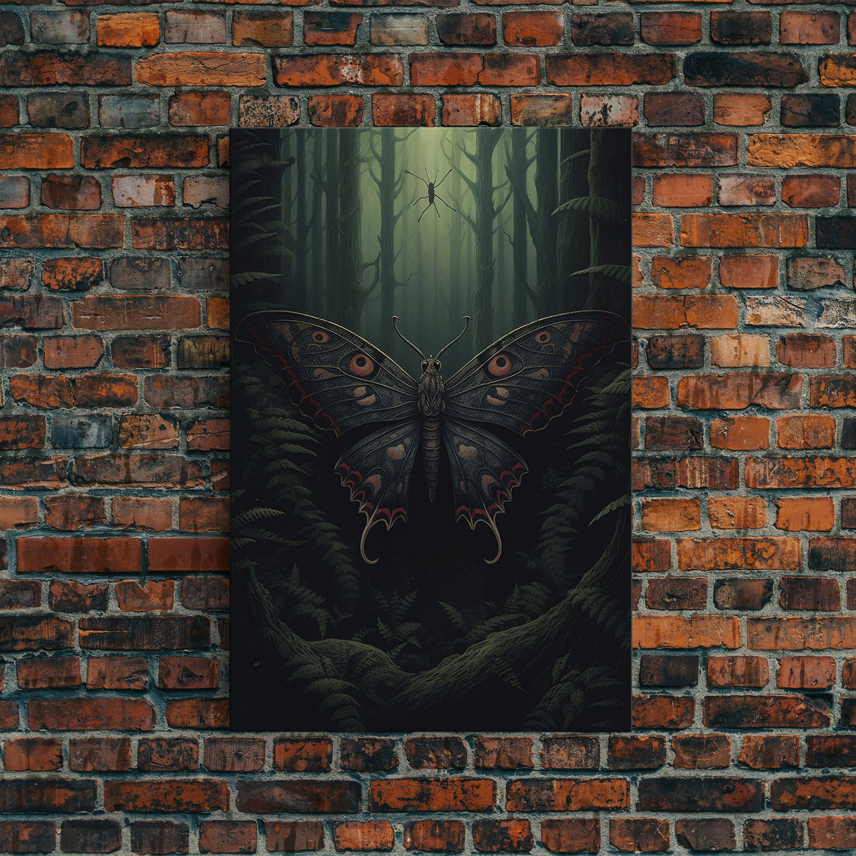 Butterfly Wall Decor, Butterfly In Woods, Green Wall Art, Insect Wall Decor, Wall Decor, Canvas Print, Wall Art, Framed Canvas