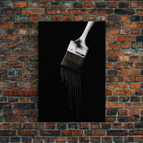 Dripping Paint Brush Wall Art, Black Paint, Brush Wall Decor, Minimalist Print. Wall Decor, Canvas Art, Wall Art, Framed Canvas Wall Decor