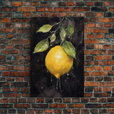 Food Art, Lemon Wall Decor, Fruit Wall Art, Kitchen Wall Art, Minimalist Wall Art, Wall Decor, Canvas Print, Wall Art, Framed Canvas Art
