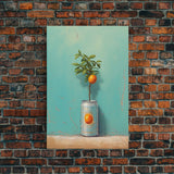 Orange Tree In Can Wall Decor, Fruit Wall Art, Kitchen Wall Art, Minimalist Wall Art, Wall Decor, Canvas Print, Wall Art, Framed Canvas Art