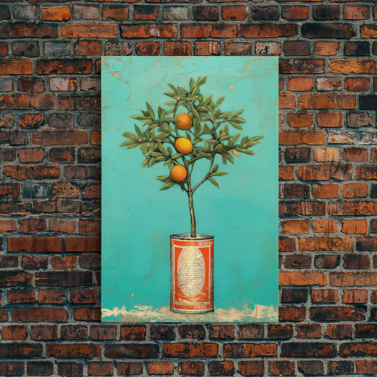 Orange Plant In Can Wall Decor, Fruit Wall Art, Kitchen Wall Art, Minimalist Wall Art, Wall Decor, Canvas Print, Wall Art, Framed Canvas Art