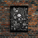 Collection of Trinkets Wall Art, Weird Wall Art, Black And White, Minimalist Print, Wall Decor, Canvas Print, Wall Art, Framed Canvas
