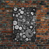 Buttons Wall Decor, Sewing Room, Craft Room, Black And White, Minimalist Print, Wall Decor, Canvas Print, Wall Art, Framed Canvas