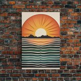 Sunset Sunrise Boho Wall Decor, Framed Canvas Print Or Poster, Sunset Framed Wall Hanging, Minimalist Art Deco Retro Wall Art