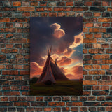 Native American Tipi Wall Art, Poster Print, Fine Art Paper Print, Early American Style Wall Decor