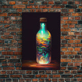 Miniature world in a bottle canvas print, high fantasy wall art, magical wall art, ready to hang wall art