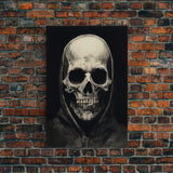 Skull Decor, Charcoal Drawing, Gothic Decor, Human Skull, Canvas Print, Wall Art, Vertical Art, Dark Wall Art, Moody Wall Art, Indie Art
