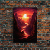 Sunset Wall Art, Fantasy Artwork, River Wall Print, Landscape Wall Art, Canvas Print, Wall Art, Vertical Art, Ranch Decor, Farmhouse Art