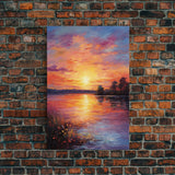 Sunset Wall Art, River Art Print, Landscape Wall Art, Nature Print, Canvas Print, Wall Art, Vertical Art, Going Away Gift, Over Bed Wall Art