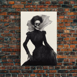 Halloween Skull Charcoal Sketch Canvas Print, Halloween Wall Art, Macabre Painting, Death Mask