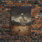 Wild West Cowboy Ghost, Western Halloween Decor, Framed Canvas Print, Halloween Canvas Art, Cowboy Halloween