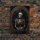 Victorian Halloween Art, Floral Skeleton, Framed Canvas Print, Skeletal Art, Halloween Art Print, Halloween Decoration, Halloween Printables