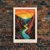 Black Canyon Of The Gunnison National Park, Framed Wall Art Canvas Print, Travel Poster, Colorado Travel Art, Roadtrip Decor, Cool Art
