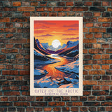 Gates Of The Arctic  National Park Travel Art, National Park Print, Minimalist Travel Art, Midcentury Modern Style Landscape Painting