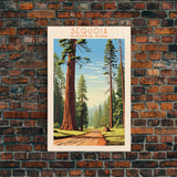 Sequoia National Park California Travel Art, National Park Print, Minimalist Travel Art, Midcentury Modern Style Landscape Painting