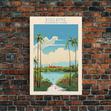 Biscayne National Park, Framed Wall Art Canvas Print, Travel Poster, Florida Travel Art, Roadtrip Decor, Cool Art, Retro State Park Art